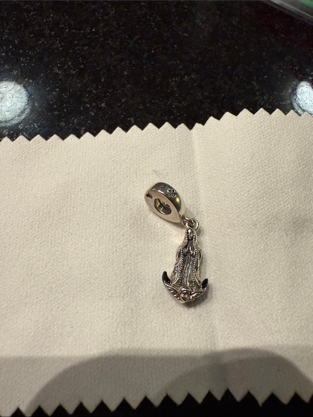 Pandora Sterling Silver Our Lady of Guadalupe Charm with Black Accents